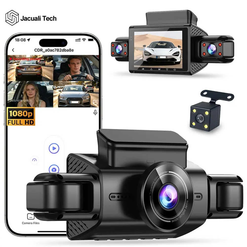 4 Channel 360° Full View WiFi Dash Cam, 1080P Full HD, Night Vision, G-Sensor, 24/7 Parking Surveillance, Car, Suv, Truck Security, Car Security Camera, Night Vision Dashcam
