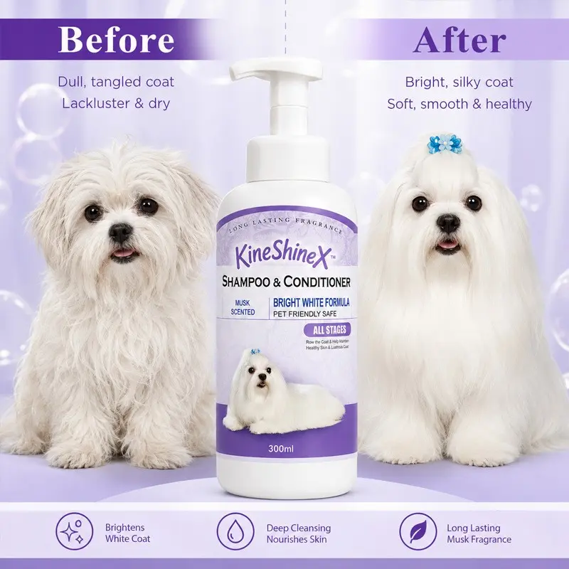 Kineshinex Natural Plant Essence Pet Shampoo, Gentle Foaming Formula, No Rinse Needed, Suitable for Cats and Dogs, Moisturizing & Cleansing