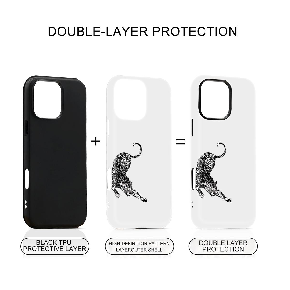 Monochrome Leopard Pattern Design Phone Case 360 Protection for iPhone 17 Pro Max/16 Pro Max /15Pro Max 15/14/13/12 & Samsung S26 /S25Ultra Trendy ins Style, Phone Accessories
