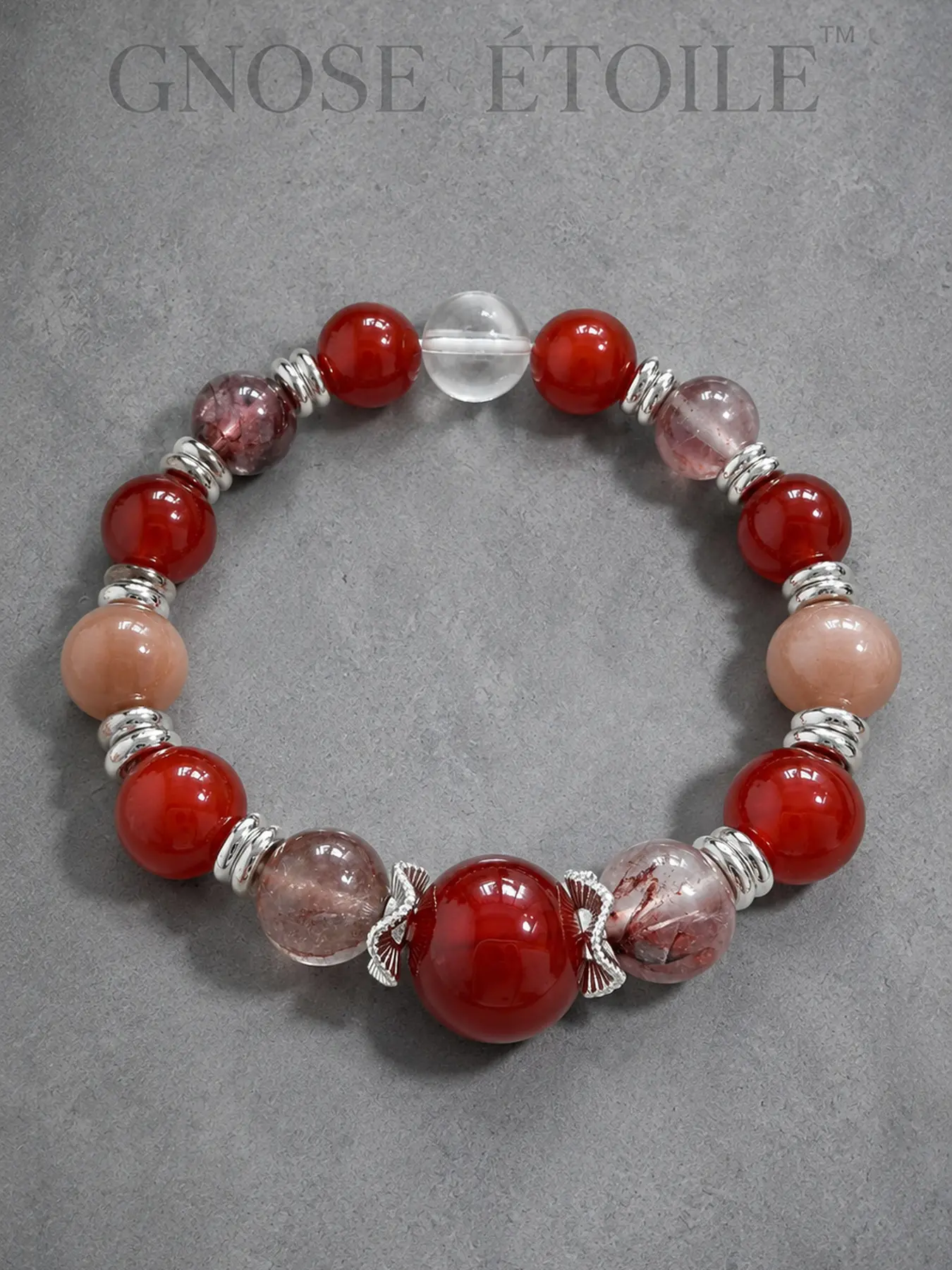 <Crimson Ember>Natural crystal and ore bracelets