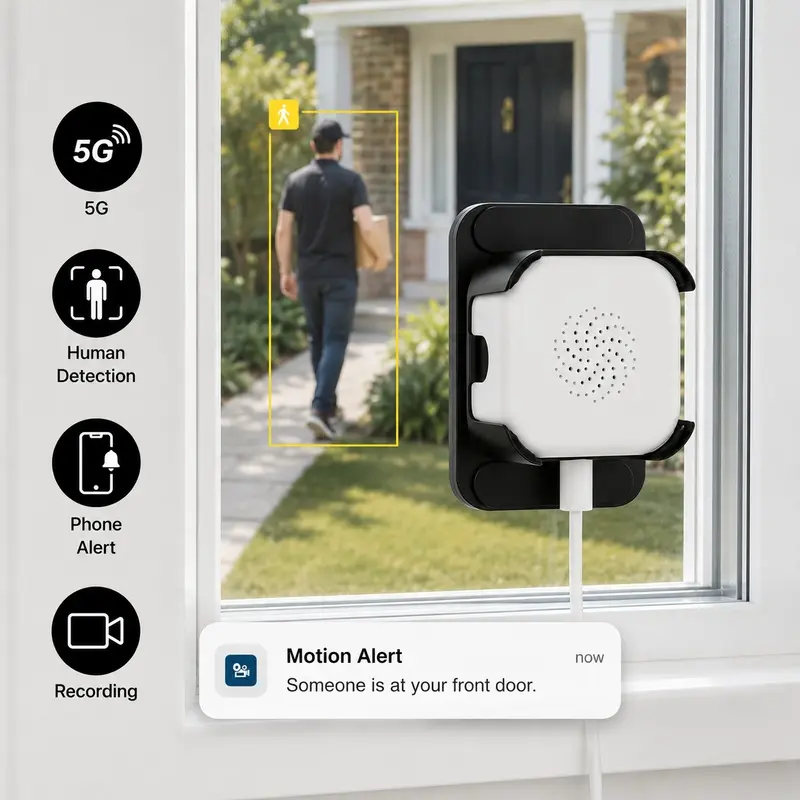 Window Camera 2K HD Home Security Camera, 2.4G/5G WiFi Surveillance Cam with Color IR Night Vision, Two Way Talk, SD Cloud Storage and Quick Install Mount