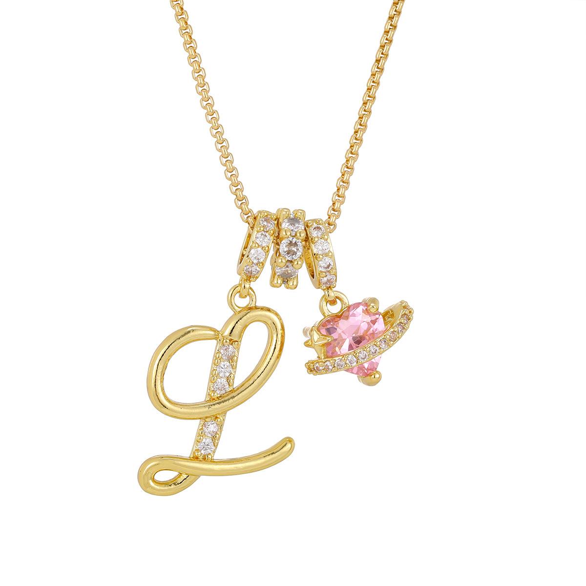 Initial Heart Necklace for Women | 18K  Plated | Pink Cubic Zircon Pendant with Diamond Inlaid Letter | Fashion Luxury Jewelry | Perfect Gift for Christmas, Birthdays, Anniversaries & All Holiday Occasions