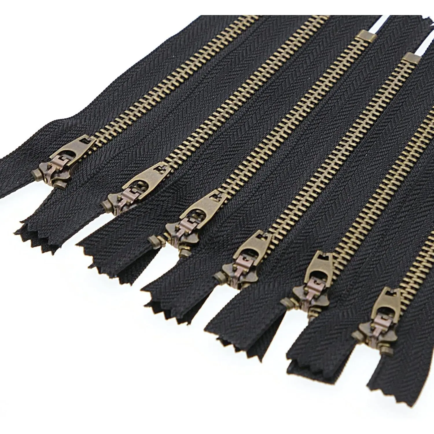3# 5 Inch Close End Metal Zipper Navy 12.7cm Antique Brass Jeans Zipper for Sewing Bag Pocket Backpack Purse 5" Bulk 6 count