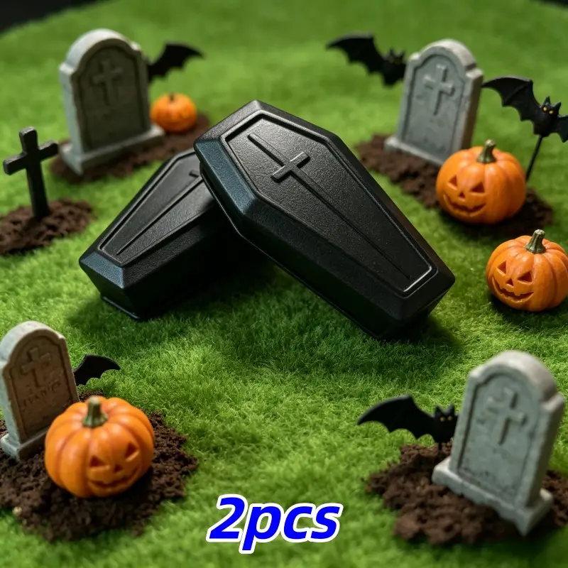2 Piece Mini Coffin Decorative Box, Halloween Home Decoration, Ghost House Model, Jewelry Storage, Halloween Gift, Plastic Coffin Box, Gothic Box