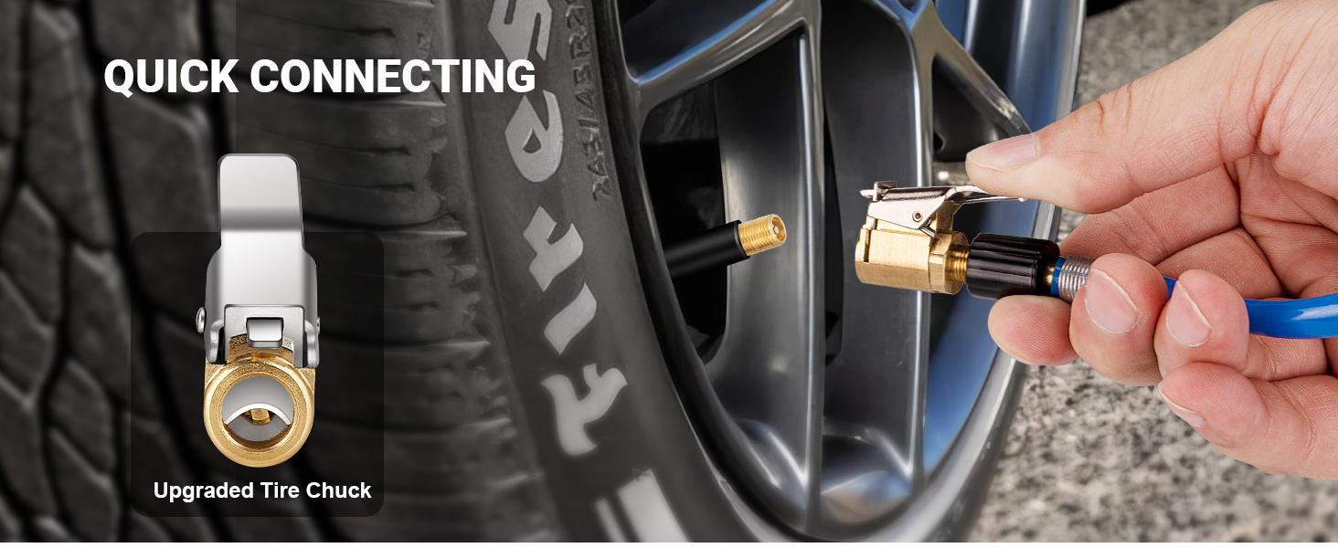 1/2 Pcs Brass Locking Tire Air Chuck, Tire Inflator Hose Adapter for Twist On Connection Convert to Lock On, No Air Leakage Air Compressor Pump Clip On Tire Chucks, Tire Nozzle with Tire Valve Thread