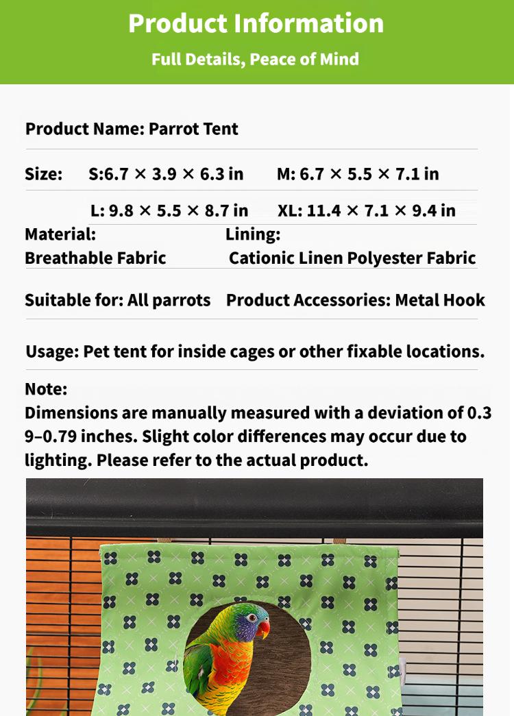 Summer Cooling Bird Nest for Parrots, Mynas, Sugar Gliders – Breathable & Cool, Scratch & Bite Resistant, Available in Multiple Colors