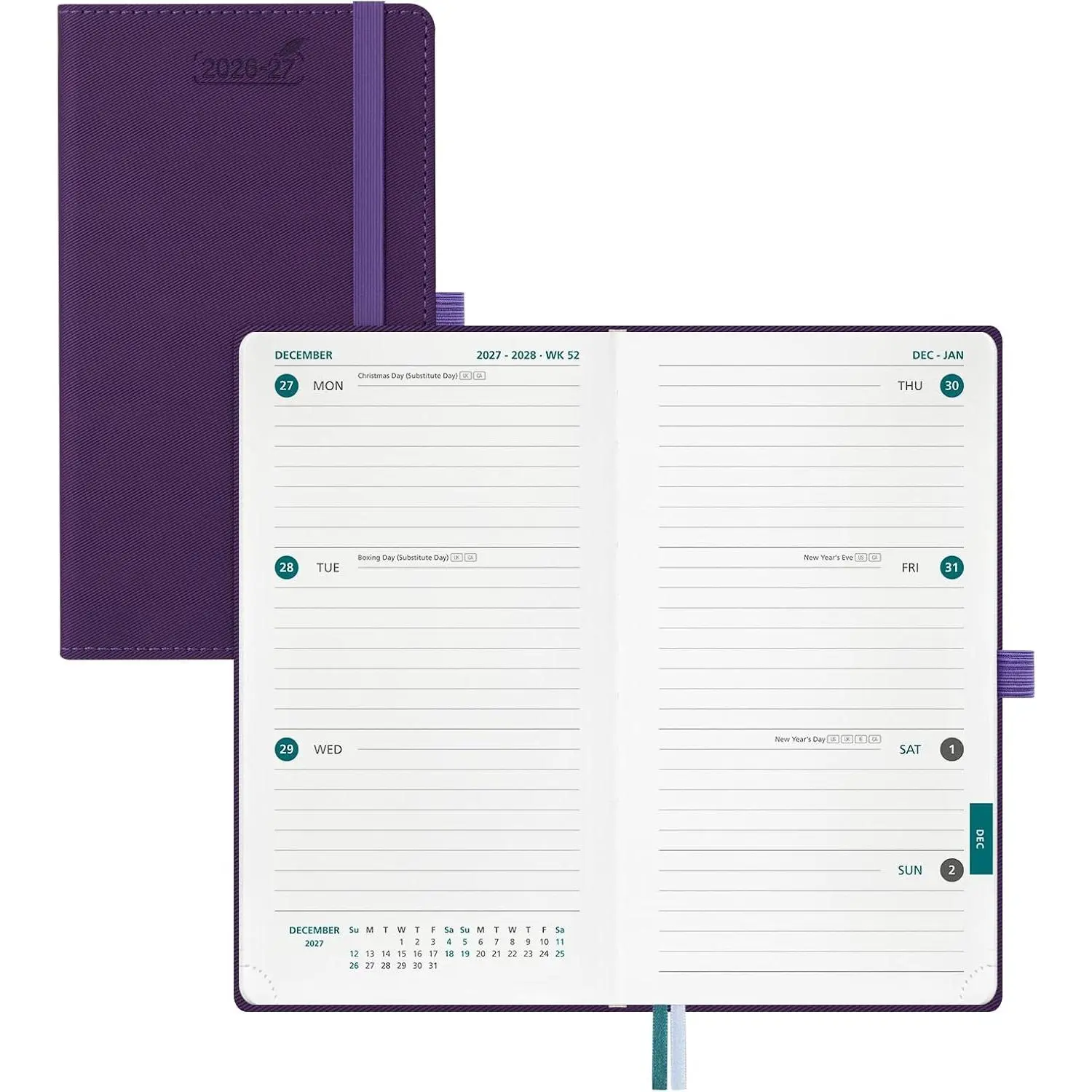 Pocket Planner 2026-2027 Weekly and Monthly (3.75" x 6.75" Slim Size) 18-Month Academic Calendar Notebook (Jul 26-Dec 27), Ideal for Students & Professionals, PU Leather Hardcover -