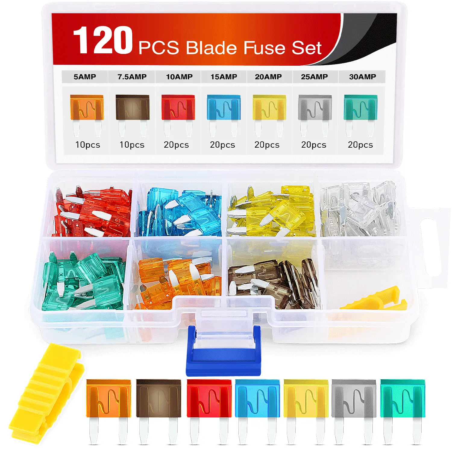 Nilight 120Pcs Mini ATM/APM Blade Fuses Assortment Kit