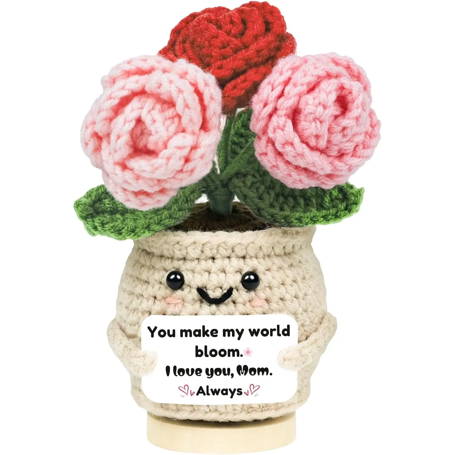 Positive Crochet Flower Gifts for Mom -  Rose Crochets Doll I Love You Romantic Present  Day Valentines Day Birthday Gifts for Mom Grandma Mother in Law Women from Daughter Son