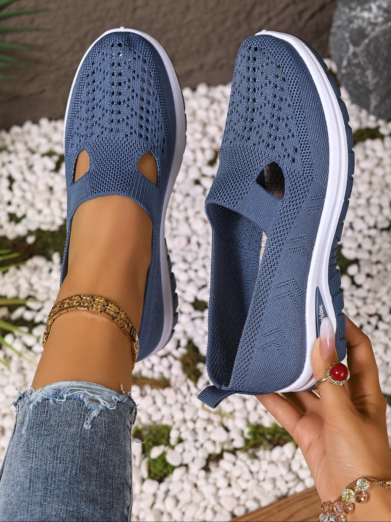Women's Fashionable Plain Color Shoes, Casual Comfortable Breathable Shoes, Lightweight Slip Ons Breathable Shoes for Daily Wear