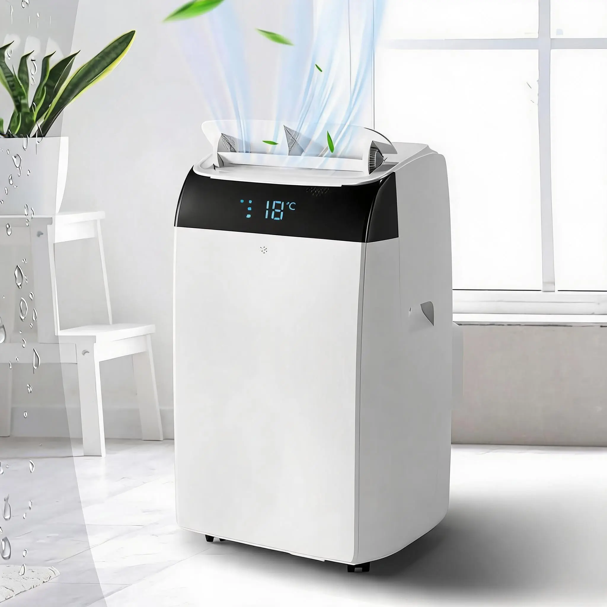 Ultra Quiet 14,000 BTU 3-in-1 Portable Air Conditioner – Powerful Cooling, Dehumidifier & Fan – Remote, 24H Timer, Easy Setup – Ideal for Bedroom, Large Rooms up to 750 Sq Ft