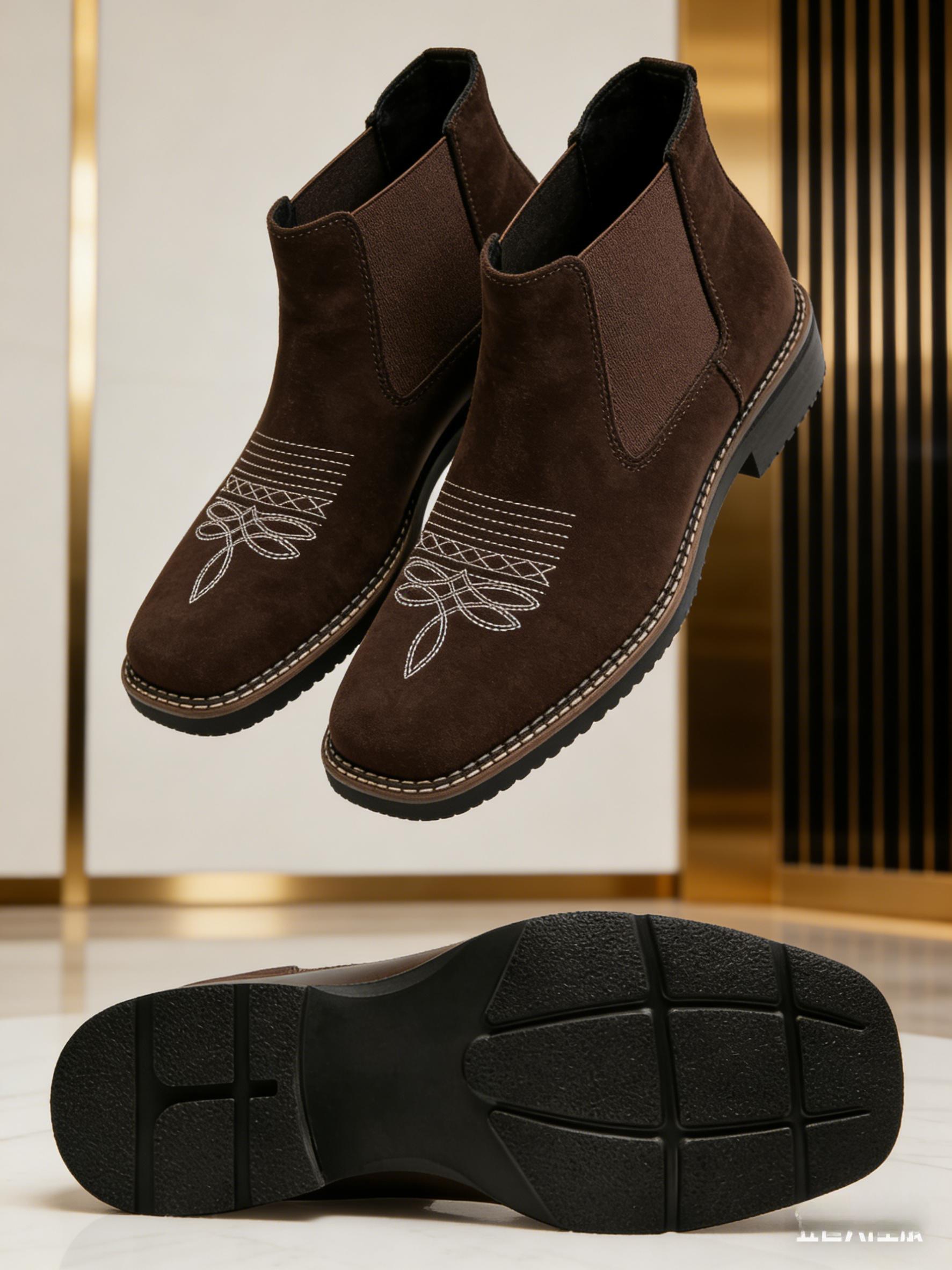 Urban Treads Tabi Shoes Embroidered Chelsea Men's Boots Unique European American Style Comfortable Black Men's Shoes Cowboy Boots Men Footwear Flat Rubber RetroDesign Frye Boots Tabi Shoes Men's Ultra Western Boot,elegant boots for men