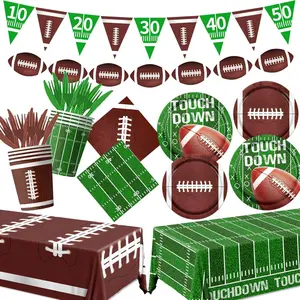 Unisex Super Bowl Football Birthday Party Decorations 2026 Trending, Large Banner Flag Garland Backdrop Set, Fan Themed Scene Arrangement Supplies