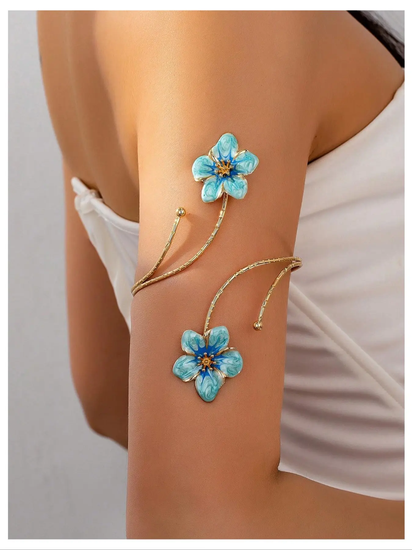 Women's Beach Arm Ring Bracelet, Boho Style Flower Upper Arm Band, Essential Summer Beach Jewelry, Plain Pattern