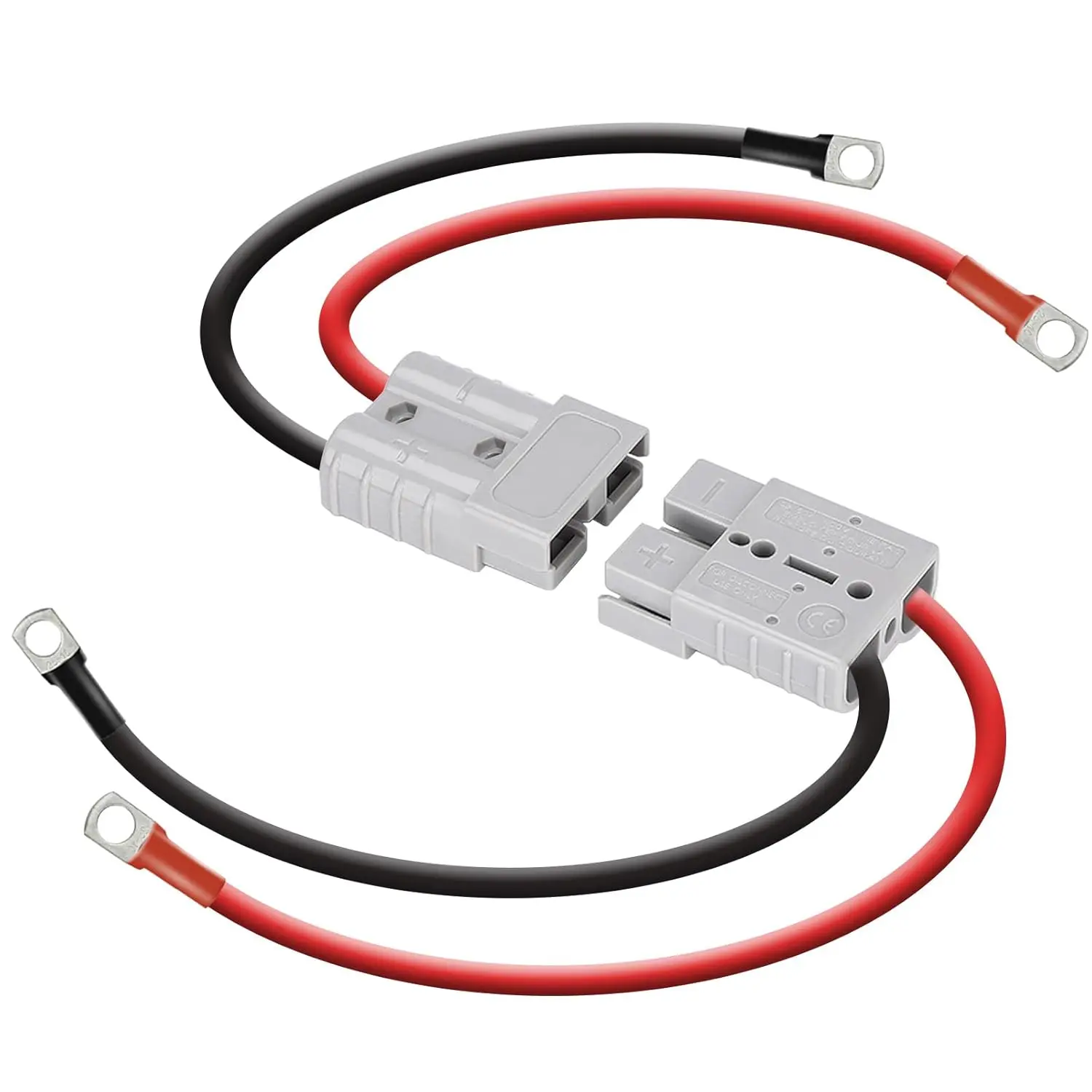 50A 12V Max Battery Quick Connector Cable Set, 7AWG 600V 0.98ft Tinned Copper Cables with M8 Terminal for RV/Golf Cart, Transfer Forklift