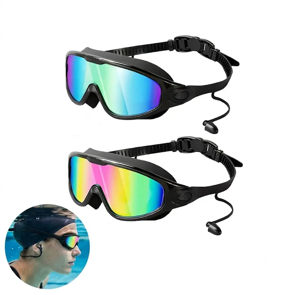 Swim Goggles Adjustable - Swimming UV Protection Anti Fog Goggles, Compact & Portable Flexible Fit Swim Goggles |
