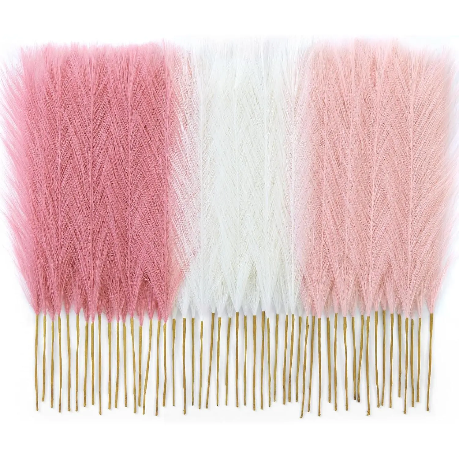 50 count Blush  Pampas Grass, 17in  Boho Feathers Decor | Ideal Artificial  for Vase Filler,Birthday,Wedding, Shower,Bathroom,,Table,Wall,Bow Decor