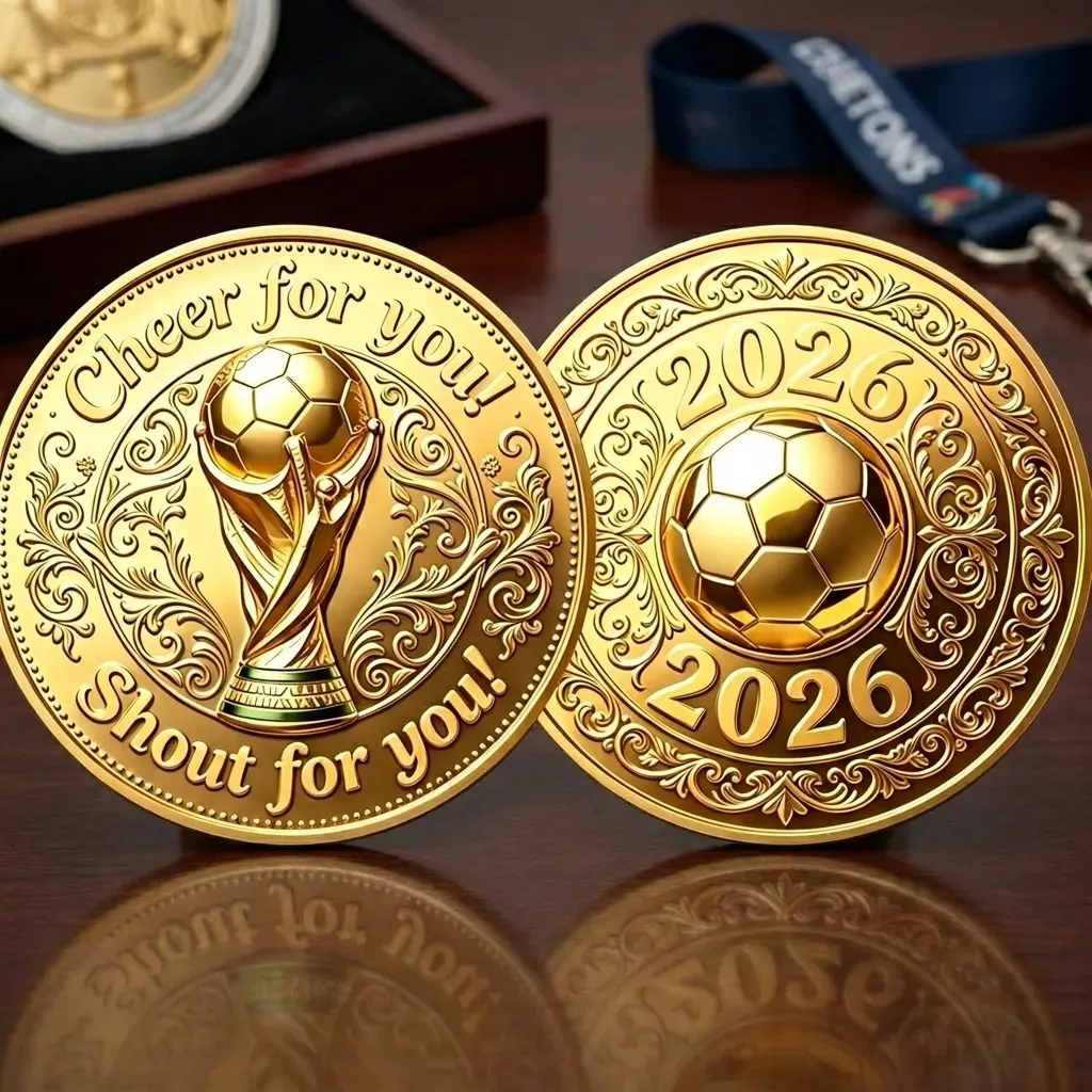 2026 Football Commemorative Coin Edition, Collectible Medal, Collectible Item, Soccer Fan Gift, Sports Memorabilia, Includes Protective Case, Soccer Theme