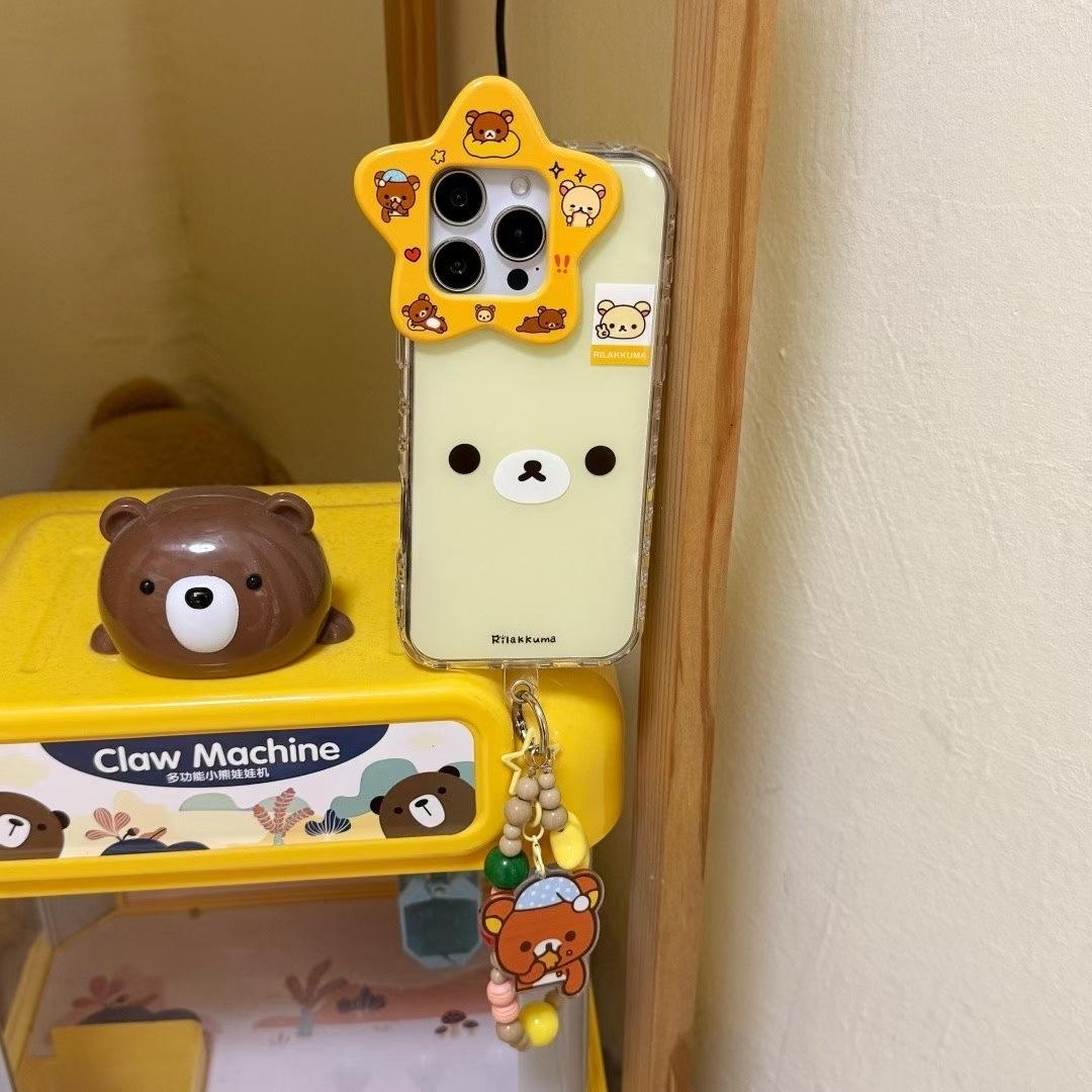 Cartoon Cute Star Lens Rilakkuma iPhone 17 Apple 16 Compatible 13/14 Pro Max Phone Case 15