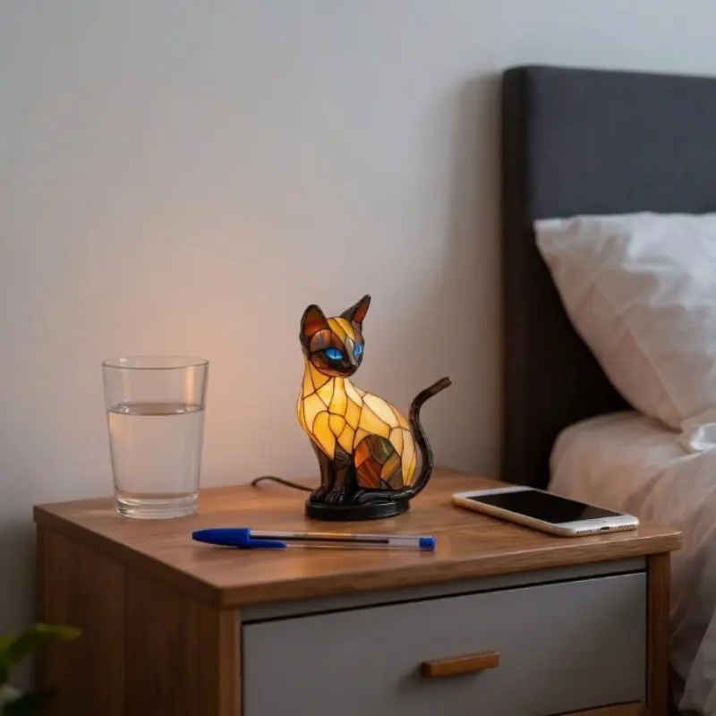 Retro 3D Cat Night Light with USB & Colorful Glow, Cozy Vintage Desk & Bedroom Lamp, Fun Christmas Decor for Cat Lovers & Pet Owners