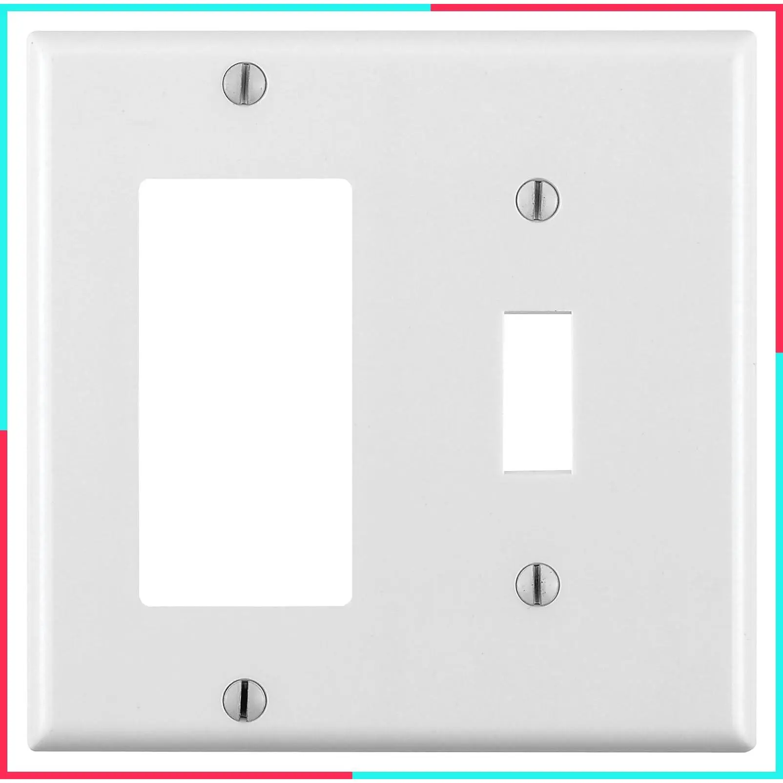 2-Gang Combination Wallplate, 1 Toggle + 1 Decora/GFCI, Standard Size, Thermoset, Device Mount, White