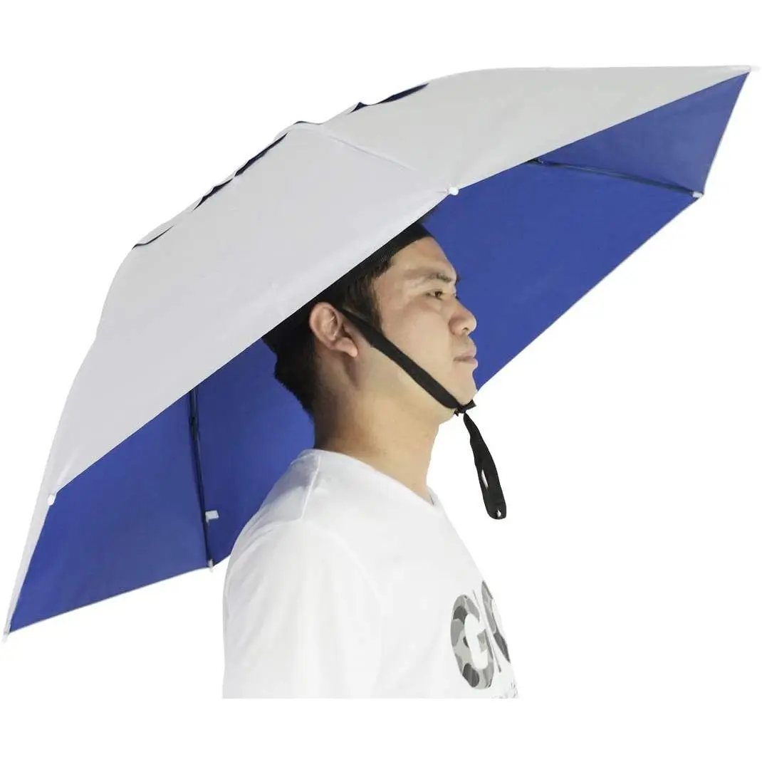 Fishing Umbrella Hat - Folding Adjustable 37.4" Oversize 7-Ribs Anti-UV Waterproof Hands-Free Headwear for Fishing, Gardening