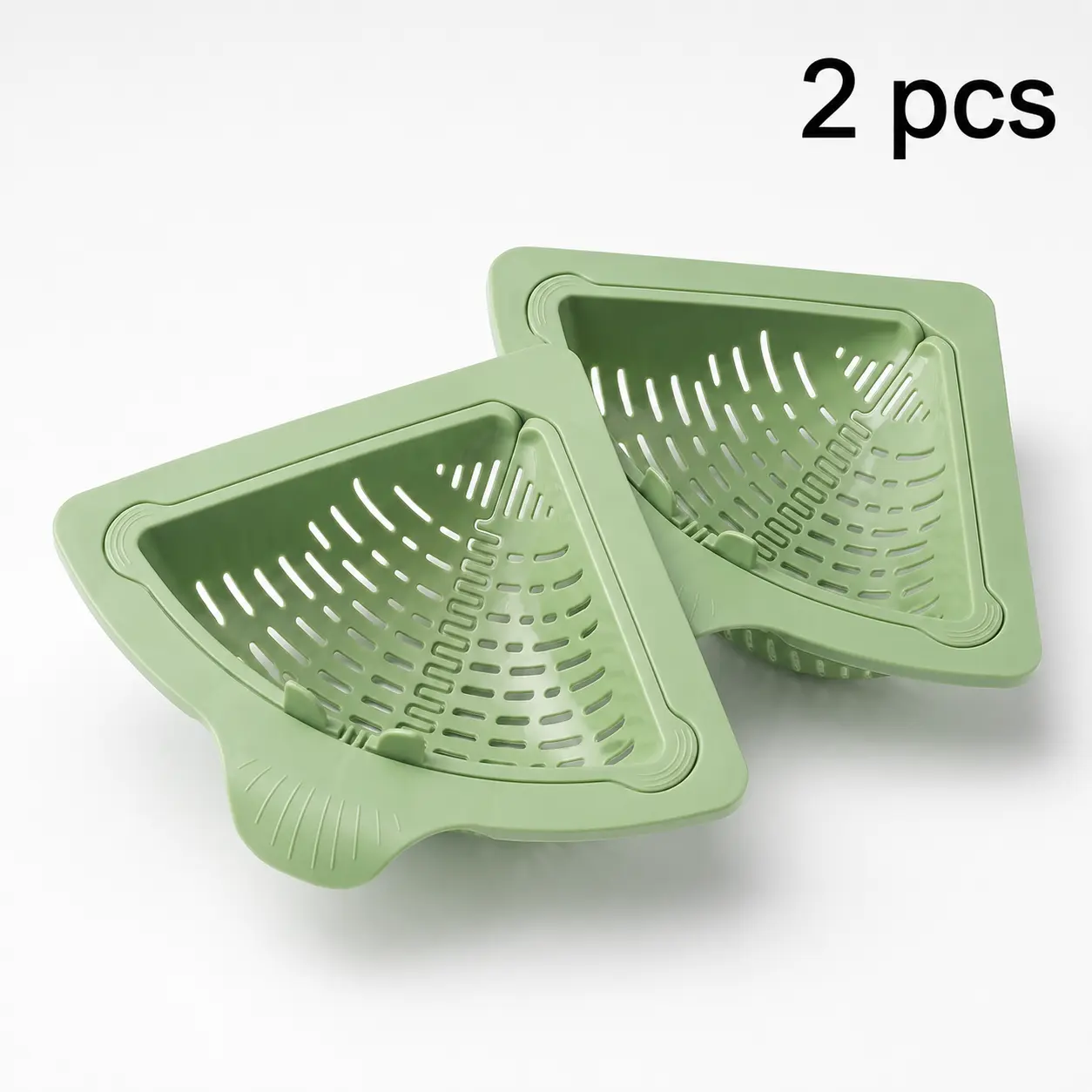 2-Pack Triangular Sink Strainer Baskets, Magnetic Corner Food Scrap Catchers with Twist-Open Bottom for Kitchen Sink Draining, Yellow and Green