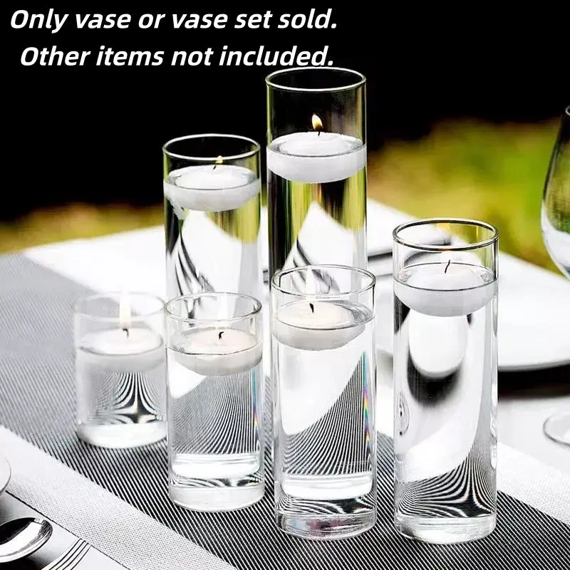 1/4/6pcs Glass Cylinder Vases, Hurricane Candle Holders For Pillar Or Floating Candles, Tall Clear Decorative Vase For Centerpieces, Round Vases For Wedding Anniversary Events Home Table Decor.