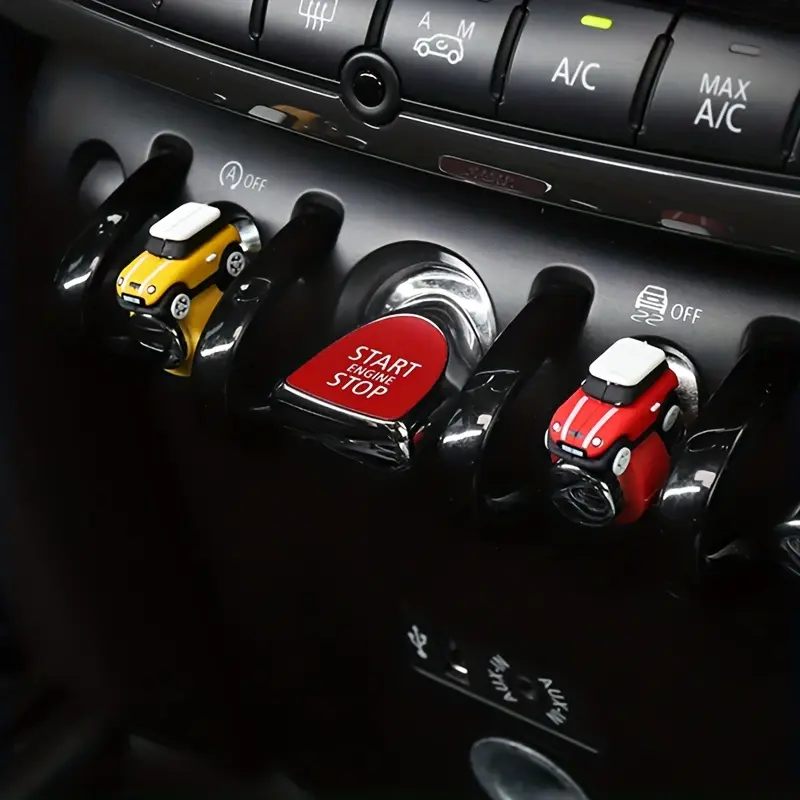 Mini Cooper Car Interior Upgrade - Fit Center Console Button Cover Set, PVC/Faux Leather Decorative Accessories