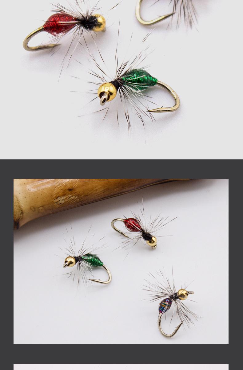 Lure Feather Fly Hook Micro Mosquito Single Hook Modified Bionic Insect Fishing Hook for White Bar Mackerel Mouth