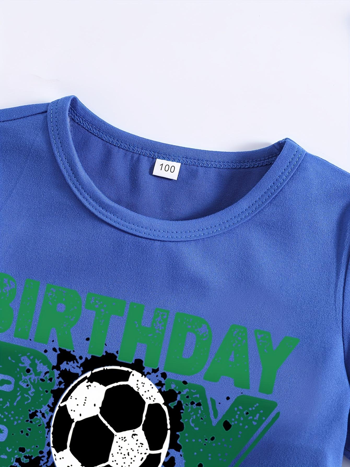 Boys' Summer Short-Sleeved "Soccer Loving Birthday Boy" Print T-Shirt