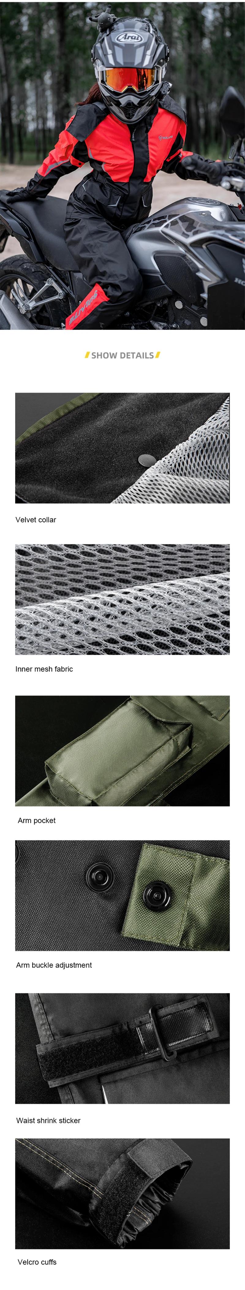 Waterproof Motorcycle Rider Raincoat Suit Reflective Cycling Raincoat Jacket Pants Men's and Women's Suit Green