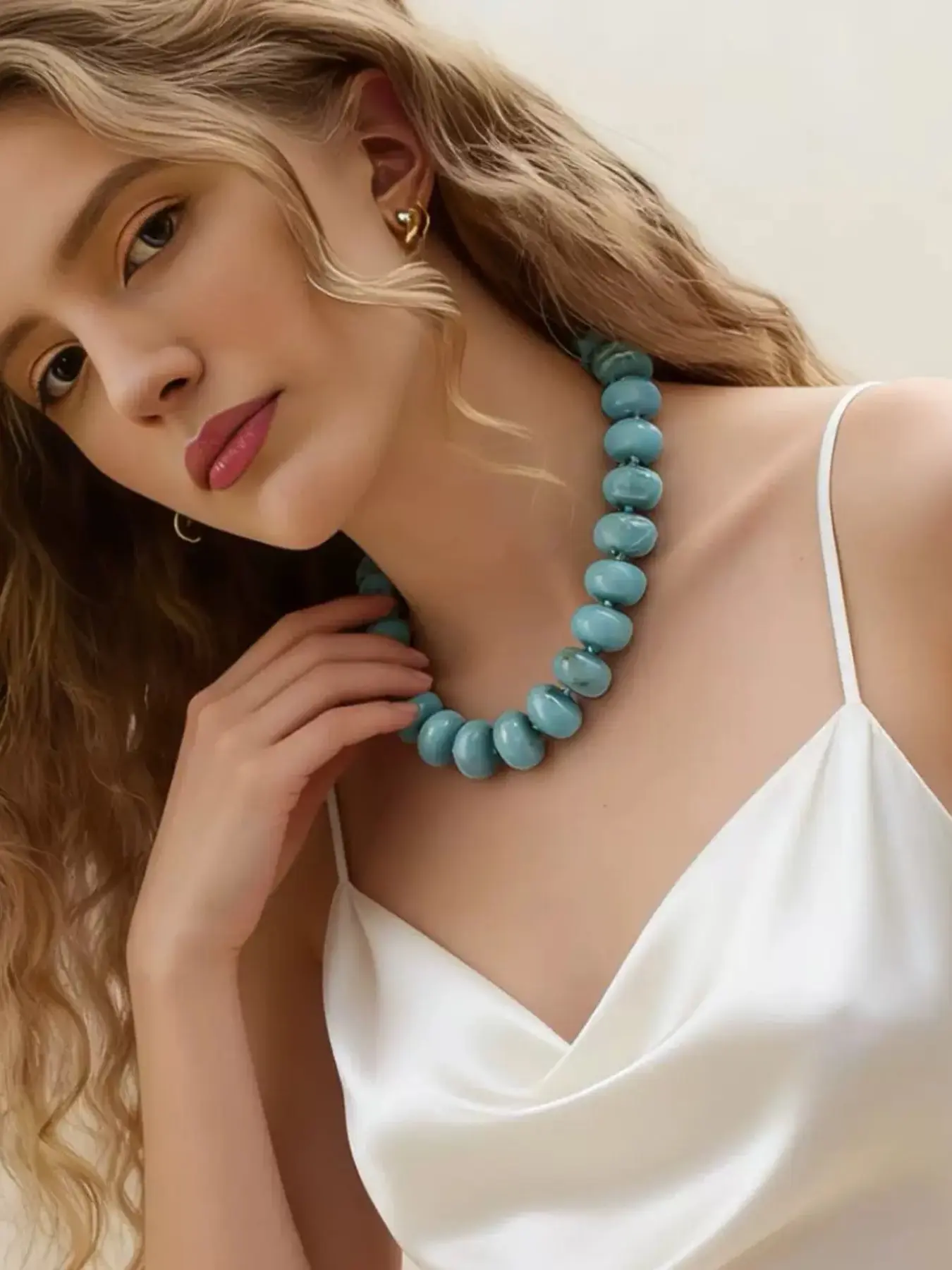 Women's Beaded Chunky Chain Necklace, Bohemian Style Abacus Bead Jewelry, Fashion Summer Beach Gift, Bikini Necklace for Holidays