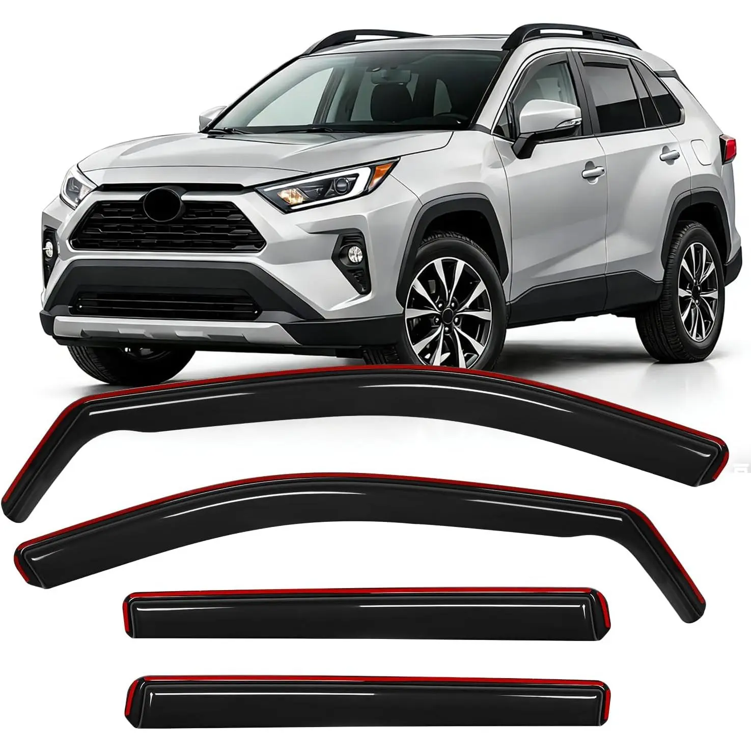 Nilight Vehicle-Specific In-Channel Rain Guards for Toyota RAV4 2019-2025, 4pcs Smoke Tinted Side Window Visor Deflectors, Anti-Fog, Enhanced Ventilation, Rain Protection, Wind Noise Reduction