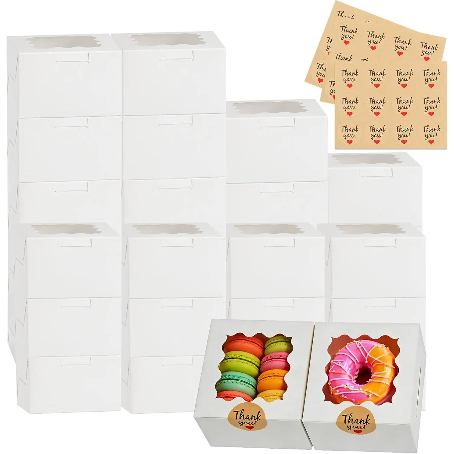 26 count Cookie Boxes with Window, 4x4x2.5 Inches, for Dessert Pastry