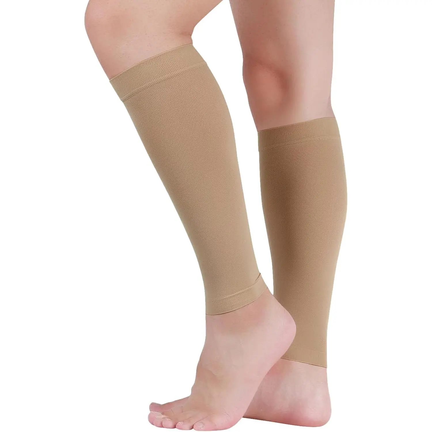 Medical Calf Compression Sleeves (20-30 mmHg, Support), Lightweight Footless Socks for Men & Women, Ideal for Travel, Flight (Gift)