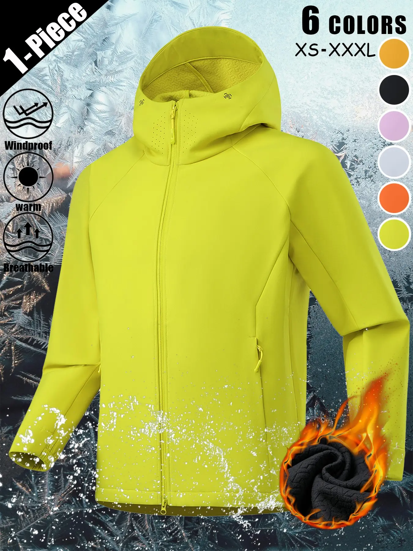 Unisex Fleece-Lined Hooded Softshell Jacket | Waterproof Windproof Warm Breathable Full-Zip Outdoor Coat with Multi Pockets & Adjustable Cuffs | Lightweight Athletic Outerwear for Commuting, Hiking, Fishing, Cycling & Mountaineering