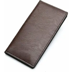 Leather Checkbook Cover for Men women,Compact Long Wallet Durable Wallet Ample Storage Space for Cards & Cash (Deep Brown)