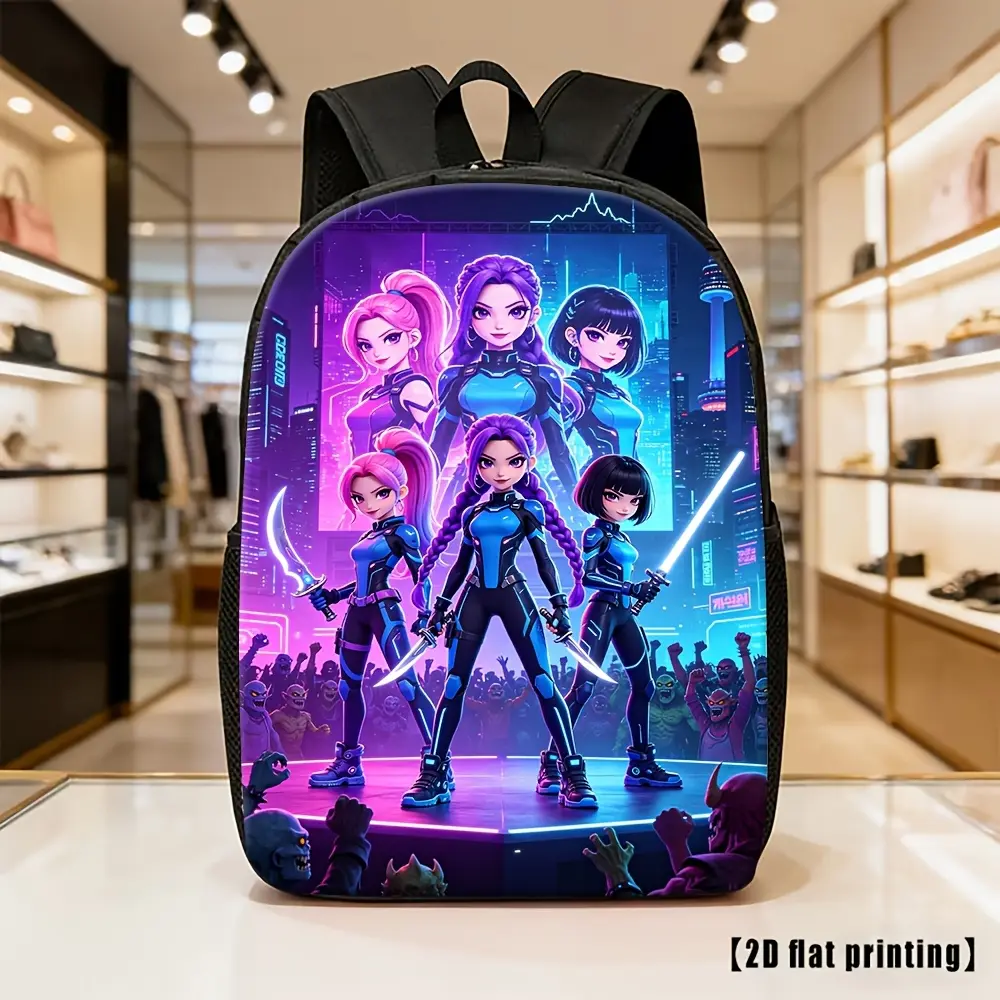 A stylish, versatile, and cool backpack featuring a trendy cyberpunk-style ninja girl print—perfect for outdoor activities and daily use. It comes with adjustable shoulder straps and a secure zipper closure; lightweight yet spacious, it is an ideal choice