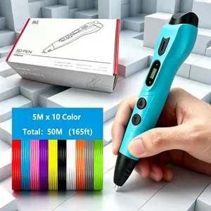 3DLNK New Upgraded 3D Printing Pen, No Clogging Nozzle, Easy to Use, PLA Filament: 10 Colors x5m Each, Total 50M/165ft, Comes with Portable Storage Bag+ Color Gift Box Packaging, 3DLNK- Perfect Gift for Loved Ones