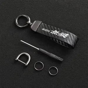 Carbon Fiber Texture Metal Keychain, Creative Key Accessory for Men and Women, High-Quality Key Ring for Honda Mugen