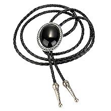 Besteel 4Pcs Bolo Tie for Men Western Cowboy Natural Tiger Eye Leather Necktie Halloween Costume Accessories for Men Women Belt Buckle Necklace Gothic Vintage Dragonfly Adjustable Star Necklace