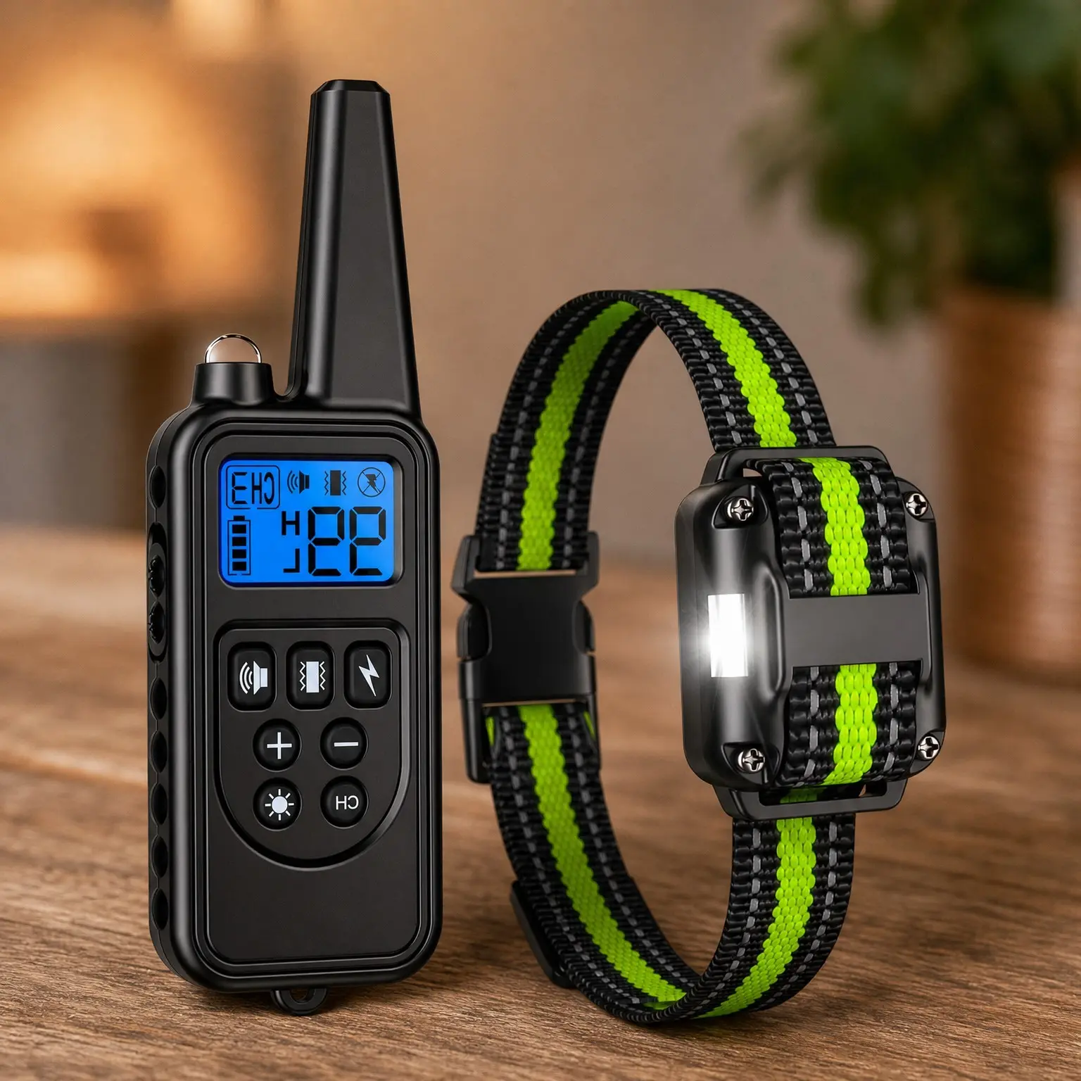 Dog Training Collar with 4200FT Remote, IP68 Waterproof E-Collar for Dogs 8-140 lbs, Beep, Vibration, Safe Shock, Light & No-Shock Modes, Removable Prongs, GreenGift