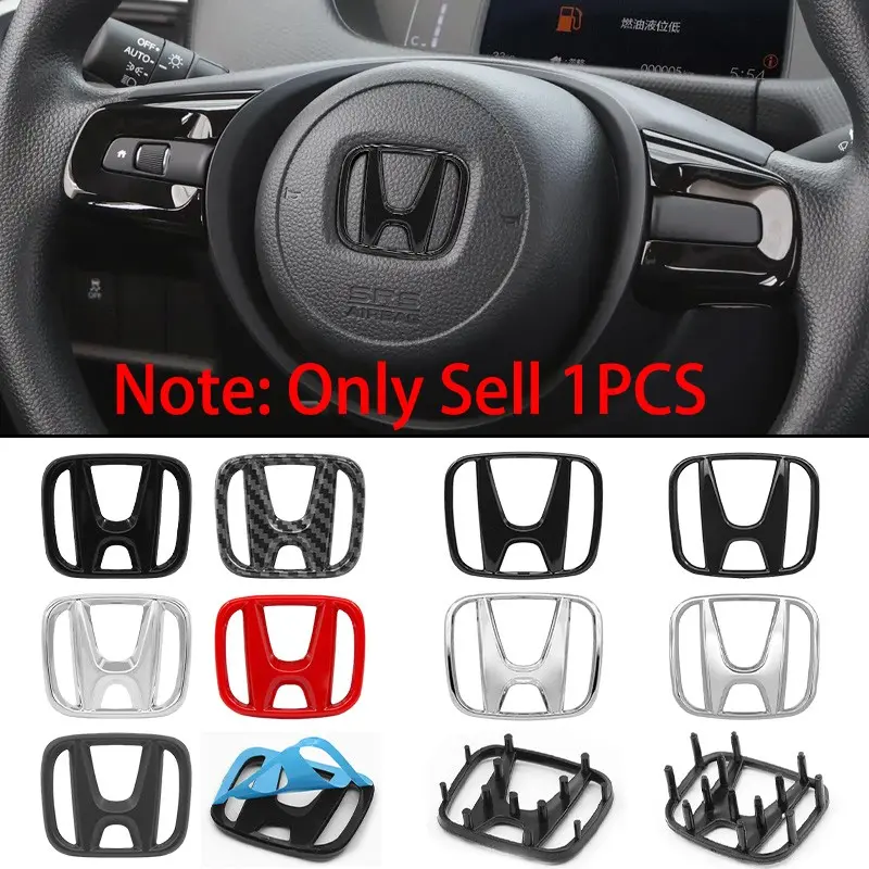 1Pcs ABS 50mm 49mm 52mm For Honda Accord Odyssey Jade CRV Fit CRZ Jazz City Civic HRV 8th Pilot Legend Vezel NSX Inspire Car Interior Steering Wheel Center Emblem Badge Logo Cover Sticker/Replacement Modification Auto Accessories