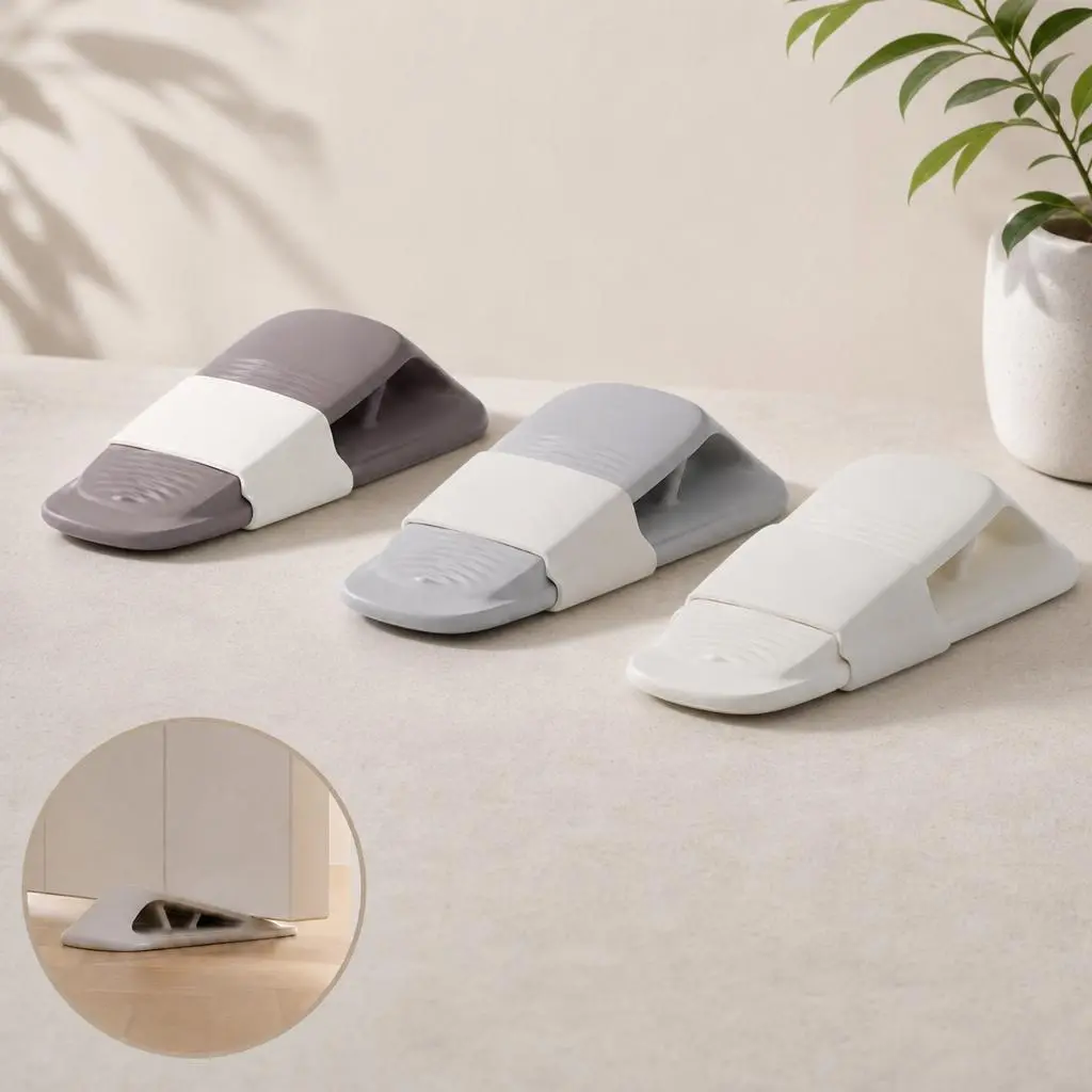 Rubber Door Stopper Wedge, 1 Pack Heavy Duty Non Slip Door Stop with Holder, Bottom Door Stopper to Keep Door Open for Home, Office, School, Dorm, Apartment, Hotel and Commercial Doors