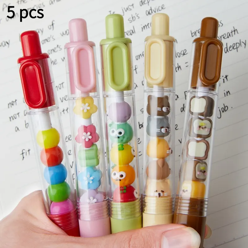Cute Cartoon DIY Beaded Ballpoint Pens, Detachable Doll Bead Pens, Fun DIY Assemble Gel Pens, Good-looking Lovely Panda Writing Gel Pens, Office Stationery Gifts