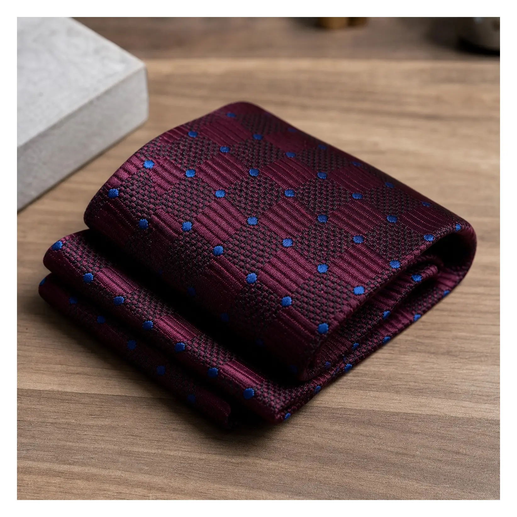 Mens Plaid Tie and Pocket Square Set Classic Woven Formal Checkered Necktie & Handkerchief for Wedding PartyGift
