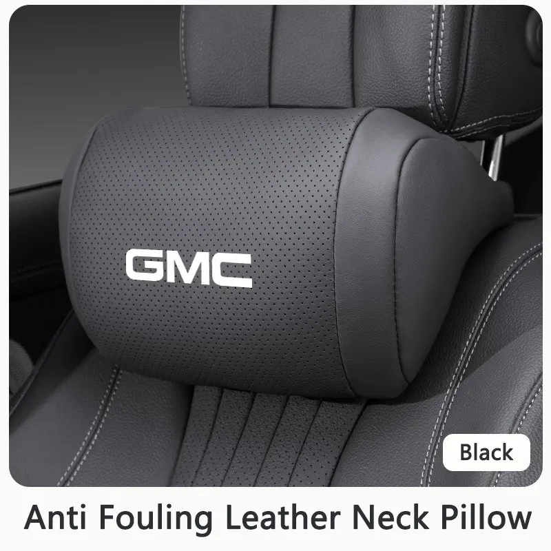 Nappa Leather Car Headrest Neck Support Seat Pillow Protect Neck For GMC Savana Graphyte Yukon Envoy Granite Hummer Ev Terrain Jimmy Acadia Car Accessories
