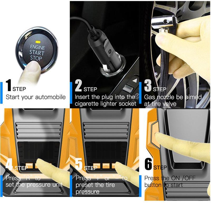 AC/DC 12V  Portable Compressor Electric Car Compressor with LED Car Tyre Inflator Pump Dual-Purpose Suitable for Car Motorcycle