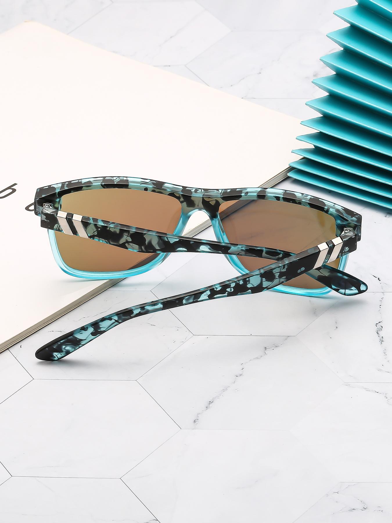 Unisex Simple Style Square Frame Sunglasses, Colorful Sunglasses, Trendy Casual Reflective Sunglasses for Everyday Use, Fashion Accessories for Outdoor Activities, Stylish Glasses, Lightweight Durable Sunglasses